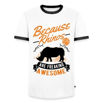 Rhino Gift Rhino Rhinoceros - Men's Ringer Shirt - white/black - Front - AI Model Female 172 light (172cm) & AI Model Male 178 dark (178cm)