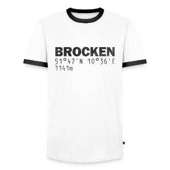 Brocken Coordinates GPS - Men's Ringer Shirt - white/black - Front - AI Model Female 172 light (172cm) & AI Model Male 178 dark (178cm)