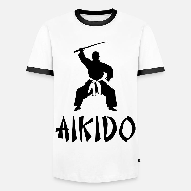 Aikido - Männer Kontrast-T-Shirt - Weiß/Schwarz