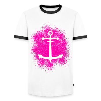 Anchor – symbol of freedom and the sea - Men's Ringer Shirt - white/black - Front - AI Model Female 172 light (172cm) & AI Model Male 178 dark (178cm)