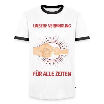Papa Sohn Vater Familie Geschenk - Männer Kontrast-T-Shirt - Weiß/Schwarz - Vorne - AI Model Female 172 light (172cm) & AI Model Male 178 dark (178cm)