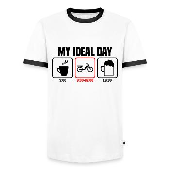 Ma journée parfaite cyclomoteur cyclomoteur - T-shirt contrasté Homme - blanc/noir - Devant - AI Model Female 172 light (172cm) & AI Model Male 178 dark (178cm)