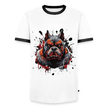 Bulldog, Head, Dog, Portrait, Motivation, Animal - Men's Ringer Shirt - white/black - Front - AI Model Female 172 light (172cm) & AI Model Male 178 dark (178cm)