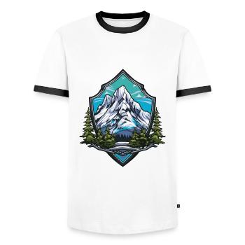 Berge Symbol Wandern Schild - Männer Kontrast-T-Shirt - Weiß/Schwarz - Vorne - AI Model Female 172 light (172cm) & AI Model Male 178 dark (178cm)