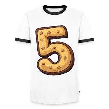 Geburtstagskeks für Fünfjährige, Kinder Geburtstag - Männer Kontrast-T-Shirt - Weiß/Schwarz - Vorne - AI Model Female 172 light (172cm) & AI Model Male 178 dark (178cm)