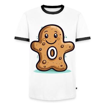 Newborn Birthday Cookie, Zero Year Old - Men's Ringer Shirt - white/black - Front - AI Model Female 172 light (172cm) & AI Model Male 178 dark (178cm)