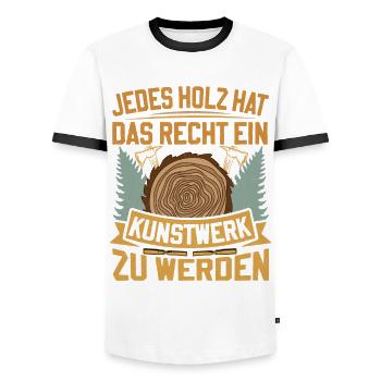 Carpenter Boat Builder Woodworking Saying - Men's Ringer Shirt - white/black - Front - AI Model Female 172 light (172cm) & AI Model Male 178 dark (178cm)