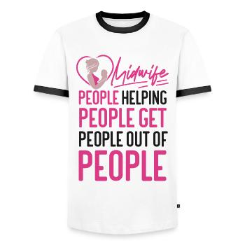 Nurse Midwife Birth Worker Midwife - Men's Ringer Shirt - white/black - Front - AI Model Female 172 light (172cm) & AI Model Male 178 dark (178cm)