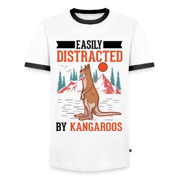 Easily distracted by Kangaroos Kangaroo - Men's Ringer Shirt - white/black - Front - AI Model Female 172 light (172cm) & AI Model Male 178 dark (178cm)