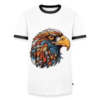 Eagle Head - Men's Ringer Shirt - white/black - Front - AI Model Female 172 light (172cm) & AI Model Male 178 dark (178cm)