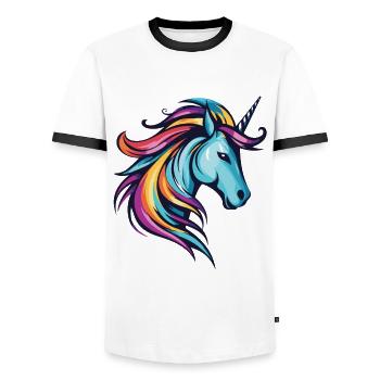 Unicorn Head - Men's Ringer Shirt - white/black - Front - AI Model Female 172 light (172cm) & AI Model Male 178 dark (178cm)