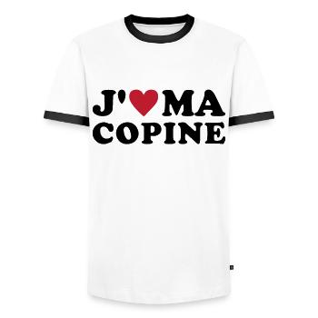J'aime ma copine - T-shirt contrasté Homme - blanc/noir - Devant - AI Model Female 172 light (172cm) & AI Model Male 178 dark (178cm)