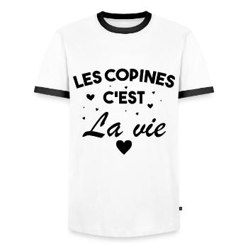 Les Copines C est La Vie La Meilleure Amie Femme - T-shirt contrasté Homme - blanc/noir - Devant - AI Model Female 172 light (172cm) & AI Model Male 178 dark (178cm)