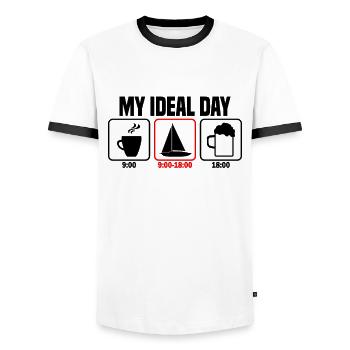 My Perfect Day Sailing Sailor - Men's Ringer Shirt - white/black - Front - AI Model Female 172 light (172cm) & AI Model Male 178 dark (178cm)