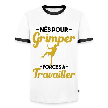 Né Pour Grimper Escaladeur Humour Cadeau - T-shirt contrasté Homme - blanc/noir - Devant - AI Model Female 172 light (172cm) & AI Model Male 178 dark (178cm)