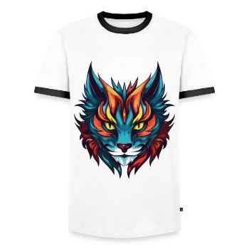 Katze Symbol Kopf - Männer Kontrast-T-Shirt - Weiß/Schwarz - Vorne - AI Model Female 172 light (172cm) & AI Model Male 178 dark (178cm)