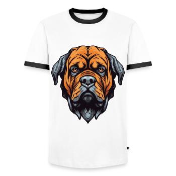 Mastiff Hund Kopf - Männer Kontrast-T-Shirt - Weiß/Schwarz - Vorne - AI Model Female 172 light (172cm) & AI Model Male 178 dark (178cm)