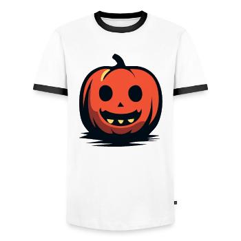 Drôle de citrouille - T-shirt contrasté Homme - blanc/noir - Devant - AI Model Female 172 light (172cm) & AI Model Male 178 dark (178cm)