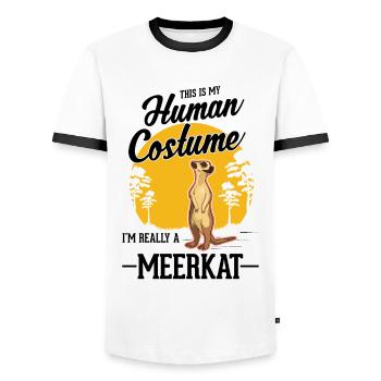 Déguisement Suricate Suricate Halloween - T-shirt contrasté Homme - blanc/noir - Devant - AI Model Female 172 light (172cm) & AI Model Male 178 dark (178cm)