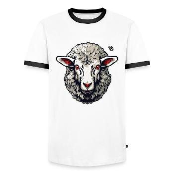 Ein cooles Schaf - Männer Kontrast-T-Shirt - Weiß/Schwarz - Vorne - AI Model Female 172 light (172cm) & AI Model Male 178 dark (178cm)