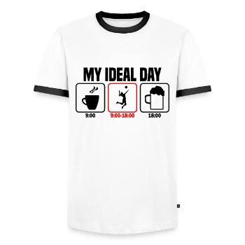 My Perfect Day Volleyball Volleyball Player - Men's Ringer Shirt - white/black - Front - AI Model Female 172 light (172cm) & AI Model Male 178 dark (178cm)