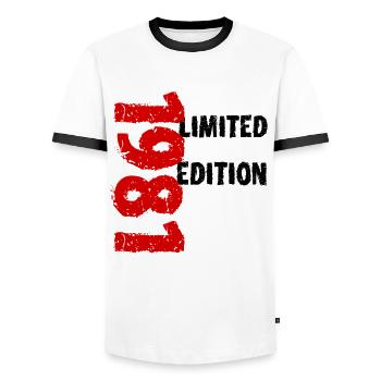 1981 Limited Edition Geburtstag Geschenk Frau Mann - Männer Kontrast-T-Shirt - Weiß/Schwarz - Vorne - AI Model Female 172 light (172cm) & AI Model Male 178 dark (178cm)