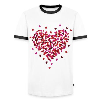 Saint-Valentin petits coeurs bombe aérosol - T-shirt contrasté Homme - blanc/noir - Devant - AI Model Female 172 light (172cm) & AI Model Male 178 dark (178cm)