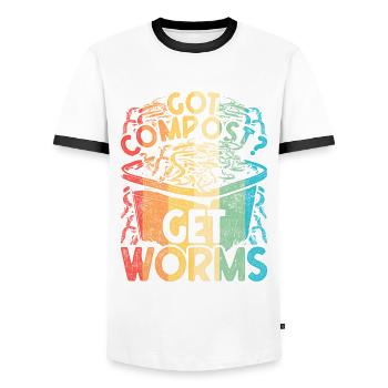 Vermiculture éleveur de vers Vous avez du compost ? Obtenir des vers - T-shirt contrasté Homme - blanc/noir - Devant - AI Model Female 172 light (172cm) & AI Model Male 178 dark (178cm)