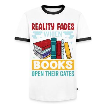 Dicton de rat de bibliothèque - lecteur de livre passionné - T-shirt contrasté Homme - blanc/noir - Devant - AI Model Female 172 light (172cm) & AI Model Male 178 dark (178cm)