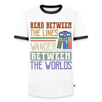 Dicton de rat de bibliothèque - lecteur de livre passionné - T-shirt contrasté Homme - blanc/noir - Devant - AI Model Female 172 light (172cm) & AI Model Male 178 dark (178cm)