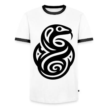 Serpent zodiaque amérindien - T-shirt contrasté Homme - blanc/noir - Devant - AI Model Female 172 light (172cm) & AI Model Male 178 dark (178cm)
