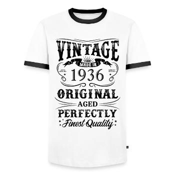 Vintage Made In 1936 88 Years Of Being Awesome - Men's Ringer Shirt - white/black - Front - AI Model Female 172 light (172cm) & AI Model Male 178 dark (178cm)