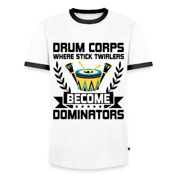 Corps de tambours, fanfare, corps de tambours, musique Percussio - T-shirt contrasté Homme - blanc/noir - Devant - AI Model Female 172 light (172cm) & AI Model Male 178 dark (178cm)