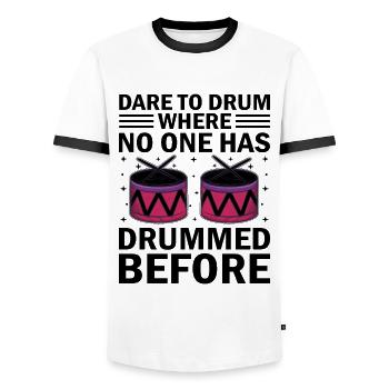 Drum Corps Marching Band Drum Corp Music Percussio - Männer Kontrast-T-Shirt - Weiß/Schwarz - Vorne - AI Model Female 172 light (172cm) & AI Model Male 178 dark (178cm)
