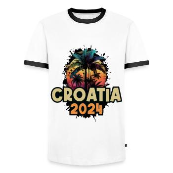 Croatia 2024 Urlaub Spruch - Männer Kontrast-T-Shirt - Weiß/Schwarz - Vorne - AI Model Female 172 light (172cm) & AI Model Male 178 dark (178cm)