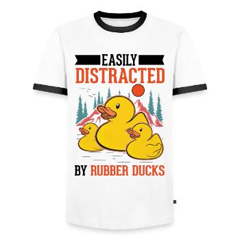 Canard en caoutchouc cadeau canard en caoutchouc canard en caoutchouc - T-shirt contrasté Homme - blanc/noir - Devant - AI Model Female 172 light (172cm) & AI Model Male 178 dark (178cm)