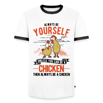 Chickens Chicken Breeding Chicken Farmer - Men's Ringer Shirt - white/black - Front - AI Model Female 172 light (172cm) & AI Model Male 178 dark (178cm)