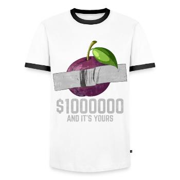 Duct Tape Plum Fruit Lover Funny Quote - Männer Kontrast-T-Shirt - Weiß/Schwarz - Vorne - AI Model Female 172 light (172cm) & AI Model Male 178 dark (178cm)