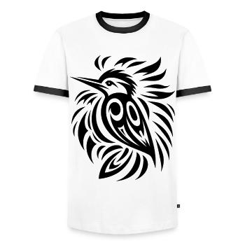 Pic Amérindien Zodiaque - T-shirt contrasté Homme - blanc/noir - Devant - AI Model Female 172 light (172cm) & AI Model Male 178 dark (178cm)