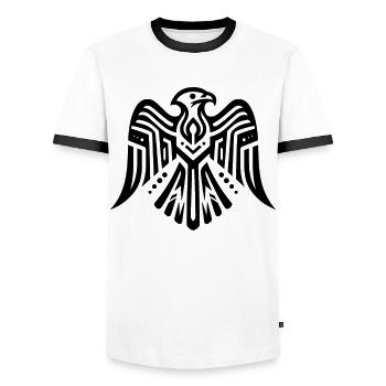 Faucon zodiaque amérindien - T-shirt contrasté Homme - blanc/noir - Devant - AI Model Female 172 light (172cm) & AI Model Male 178 dark (178cm)