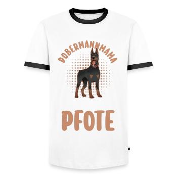 Hund Dobermannmama Hundemama Mutter Dobermann - Männer Kontrast-T-Shirt - Weiß/Schwarz - Vorne - AI Model Female 172 light (172cm) & AI Model Male 178 dark (178cm)
