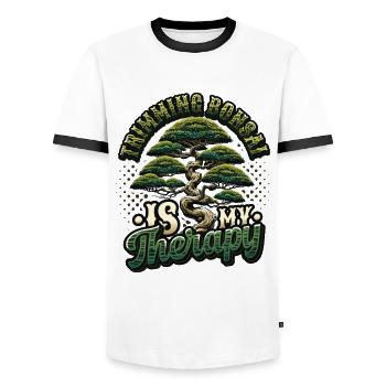 Das Trimmen Von Bonsai Ist Meine Therapie Bonsai - Männer Kontrast-T-Shirt - Weiß/Schwarz - Vorne - AI Model Female 172 light (172cm) & AI Model Male 178 dark (178cm)