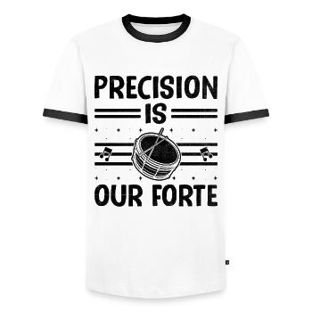 Drum Corps Marching Band Drum Corp Music Percussio - Männer Kontrast-T-Shirt - Weiß/Schwarz - Vorne - AI Model Female 172 light (172cm) & AI Model Male 178 dark (178cm)