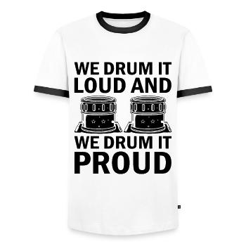Drum Corps Marching Band Drum Corp Music Percussio - Männer Kontrast-T-Shirt - Weiß/Schwarz - Vorne - AI Model Female 172 light (172cm) & AI Model Male 178 dark (178cm)