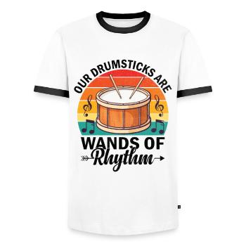 Drum Corps Marching Band Drum Corp Music Percussio - Männer Kontrast-T-Shirt - Weiß/Schwarz - Vorne - AI Model Female 172 light (172cm) & AI Model Male 178 dark (178cm)
