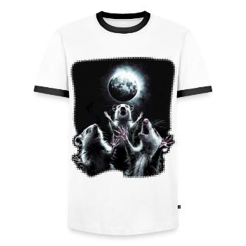3 Opossum Moon Funny Meme Possum Gift - Men's Ringer Shirt - white/black - Front - AI Model Female 172 light (172cm) & AI Model Male 178 dark (178cm)