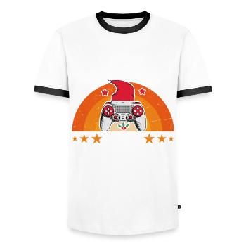 Je peux pas j ai console - T-shirt contrasté Homme - blanc/noir - Devant - AI Model Female 172 light (172cm) & AI Model Male 178 dark (178cm)