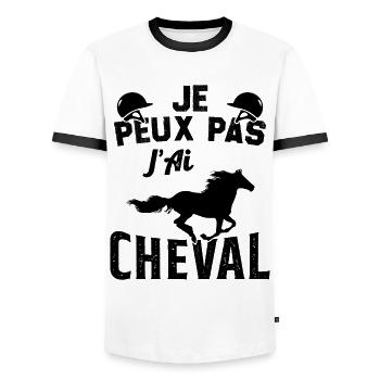je peux pas jai cheval - T-shirt contrasté Homme - blanc/noir - Devant - AI Model Female 172 light (172cm) & AI Model Male 178 dark (178cm)