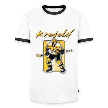 Krefeld Eishockey - Männer Kontrast-T-Shirt - Weiß/Schwarz - Vorne - AI Model Female 172 light (172cm) & AI Model Male 178 dark (178cm)