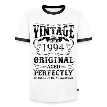 Vintage Made In 1994 30 ans d’être génial - T-shirt contrasté Homme - blanc/noir - Devant - AI Model Female 172 light (172cm) & AI Model Male 178 dark (178cm)
